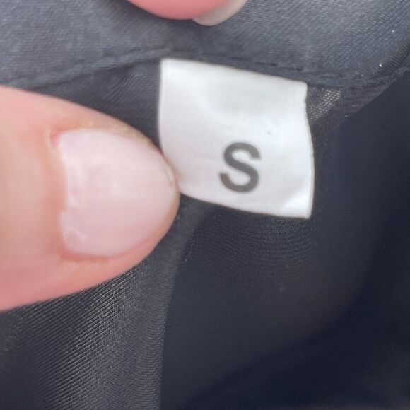 Black Satin Short Robe, Size Small - Picture 8 of 9